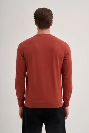 Printed Cotton Blend Slim Fit Sweatshirt