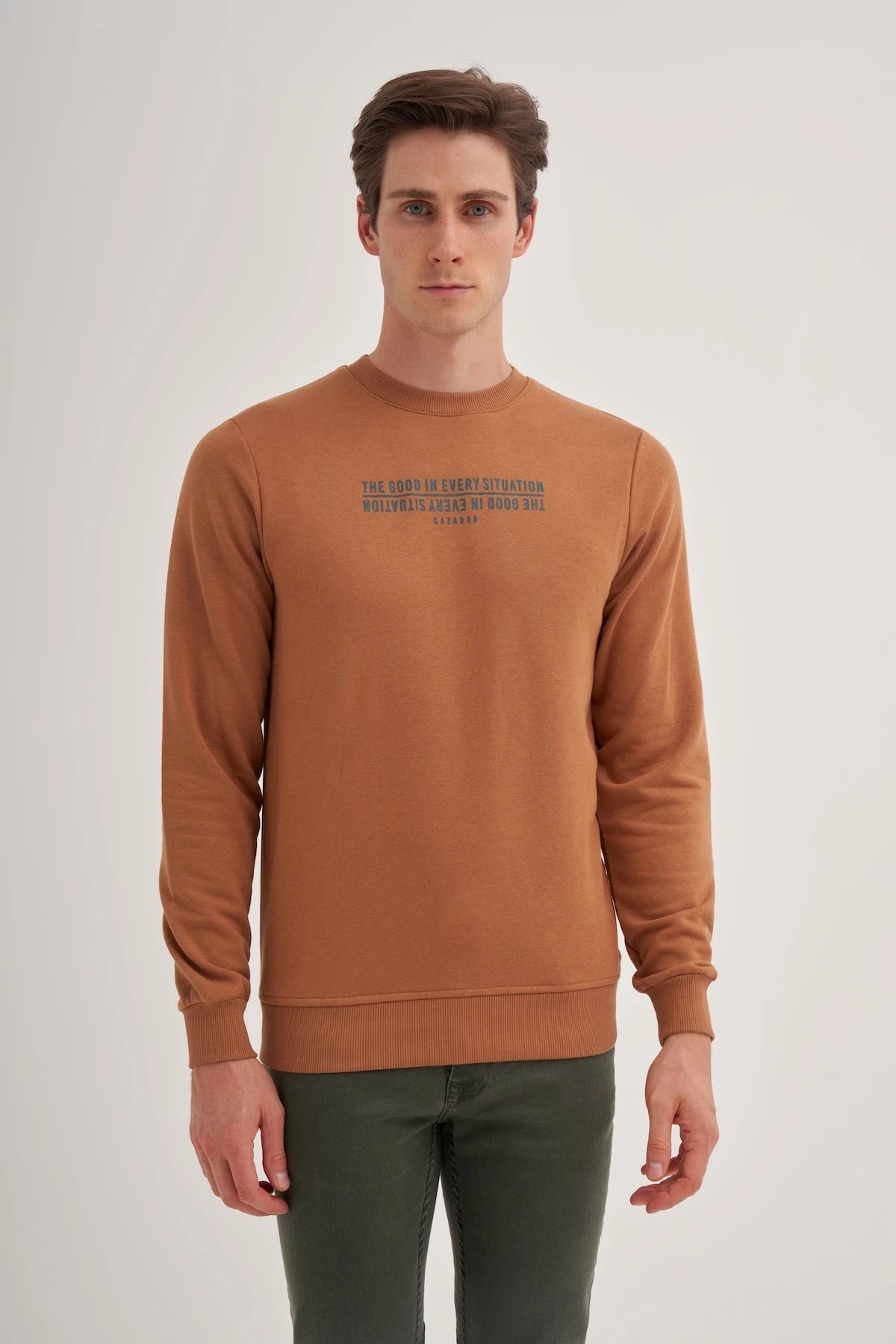 Printed Cotton Blend Slim Fit Sweatshirt